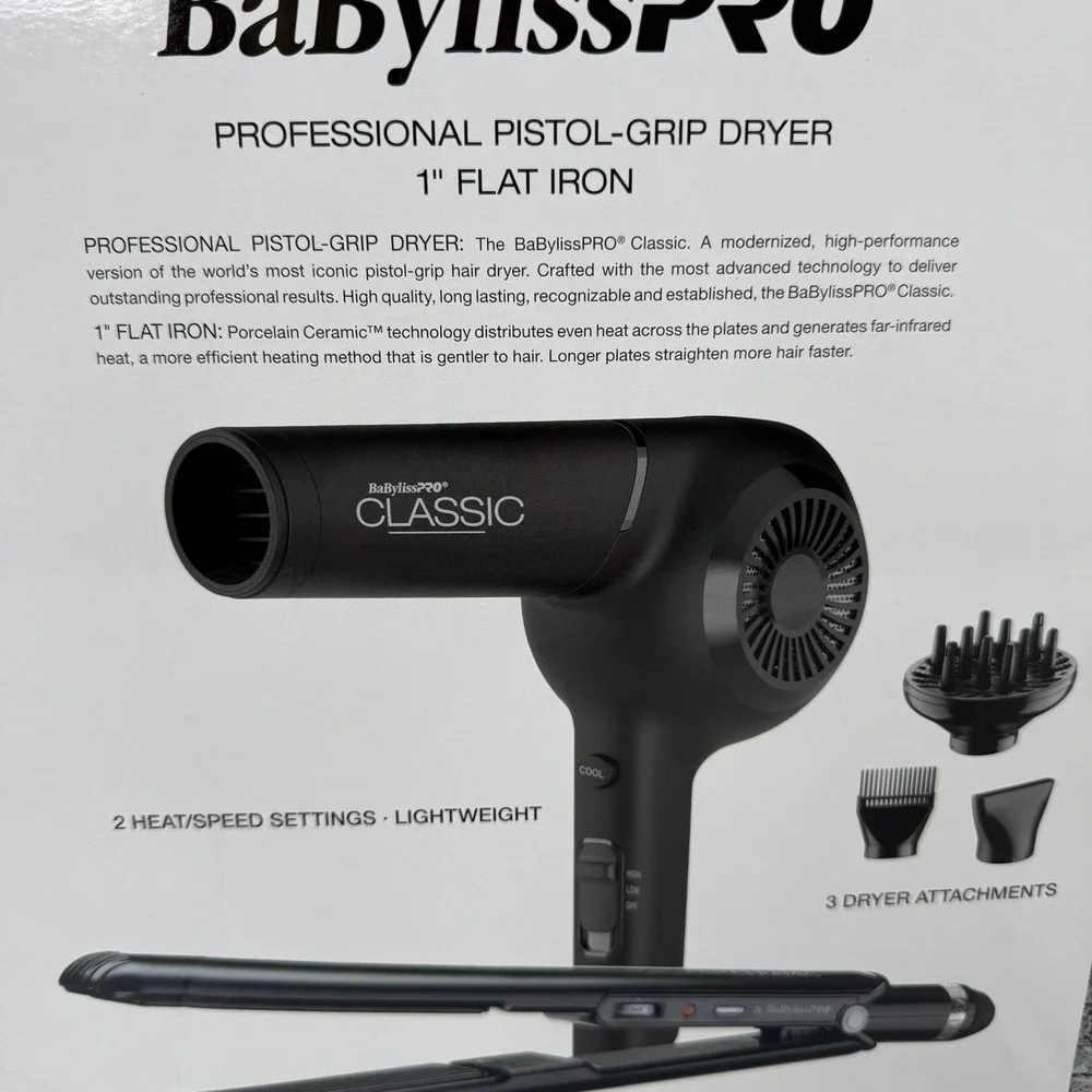 BaBylissPRO Limited Edition Pistol-Grip Dryer & Porcelain Ceramic Flat Iron Set